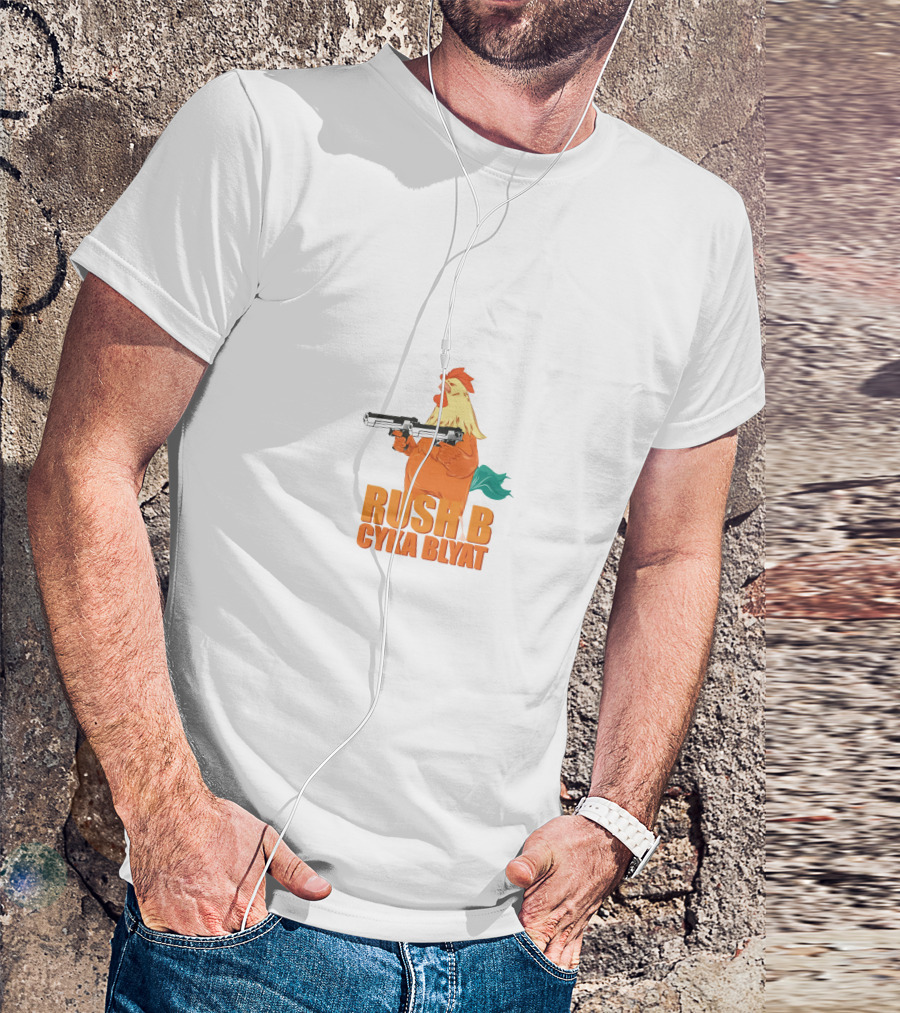 RUSH B CYKA BLYAT ROOSTER HOLDING GUN T-Shirt
