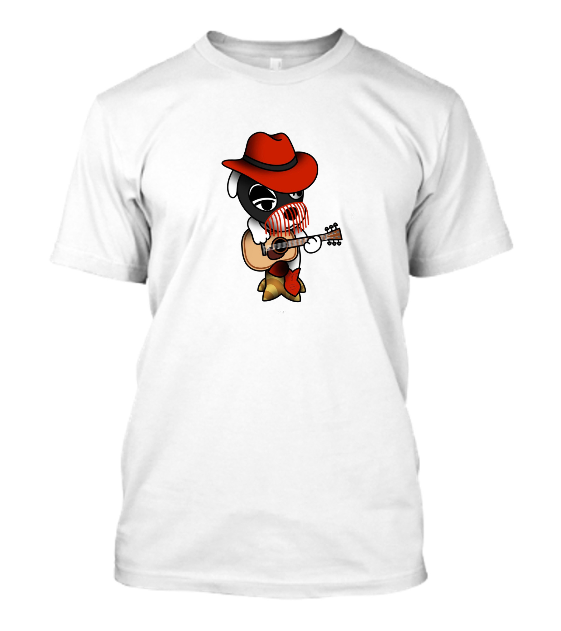 Orville Peck Cartoon Cowboy Playing Guitar Red Hat Mask T-Shirt