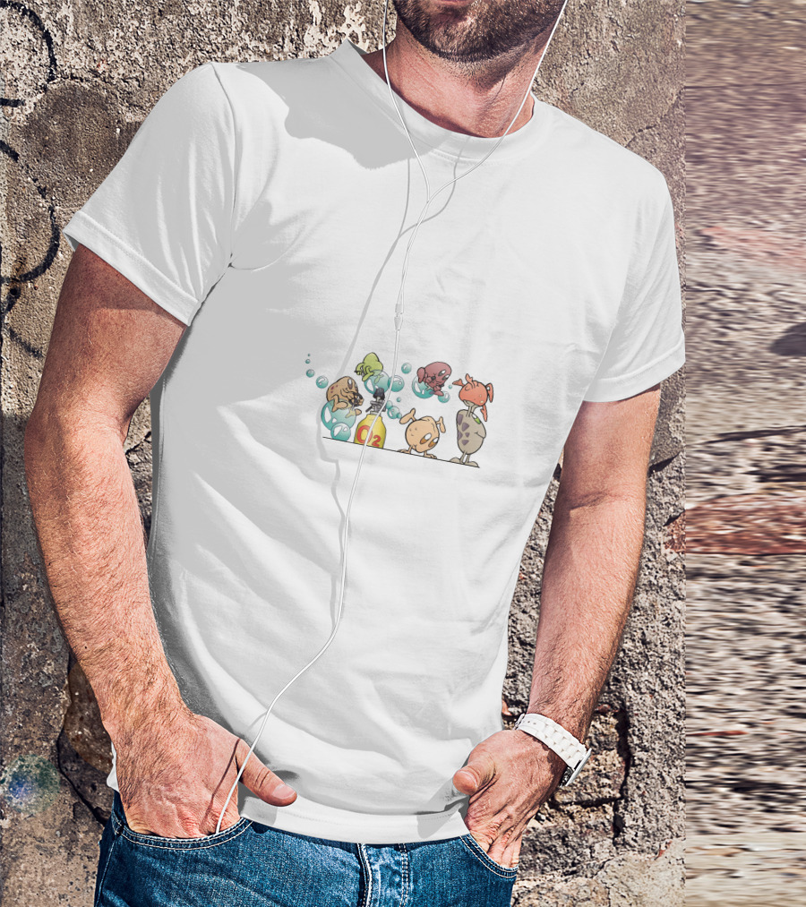 Della Vlogs Cartoon Fish Gathering With Oxygen Tank T-Shirt