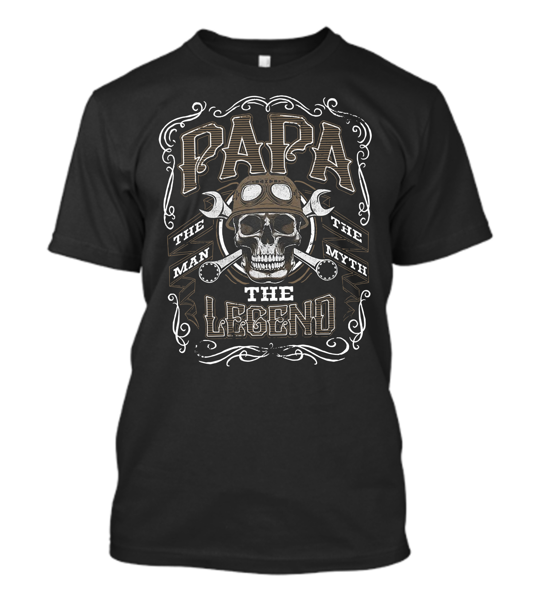 Papa The Man The Myth The Legend Skull Helmet Wrenches T-Shirt
