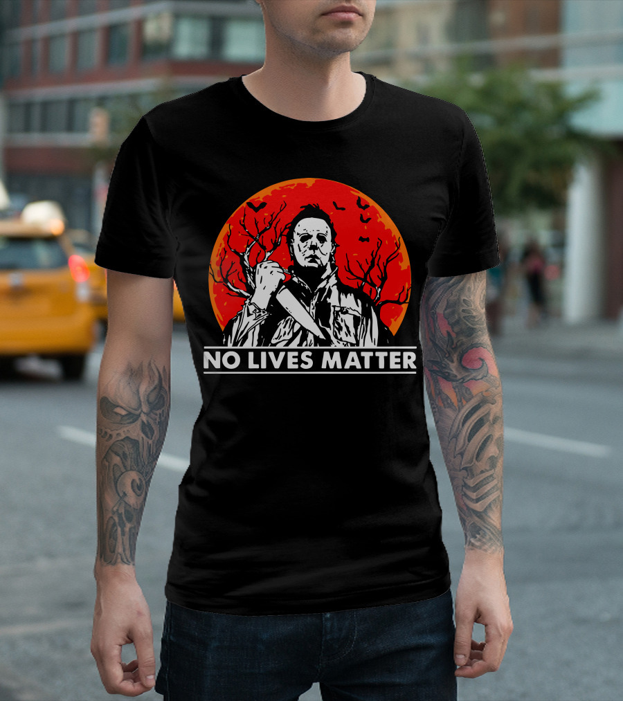 No Lives Matter Michael Myers Halloween Moon Knife Red Full Moon T-Shirt