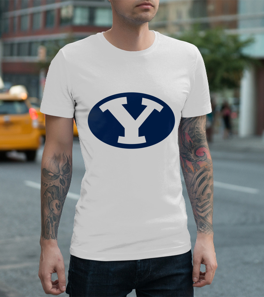 Brigham Young Cougars Y Logo Blue Oval T-Shirt