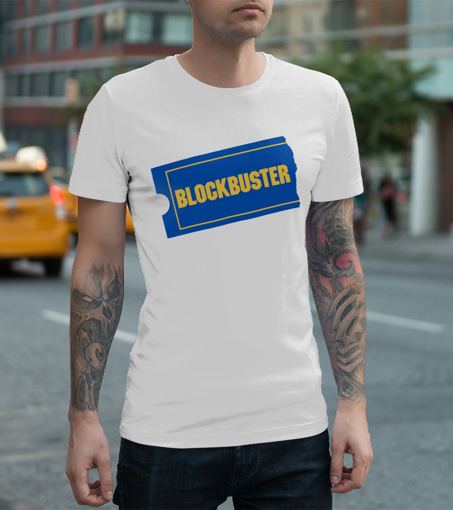 Blockbuster Blue Ticket Logo Nostalgia T-Shirt