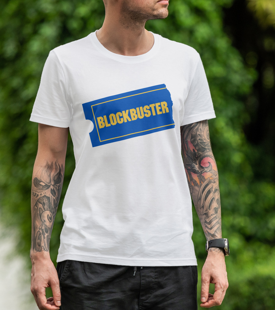 Blockbuster Blue Ticket Logo Nostalgia T-Shirt