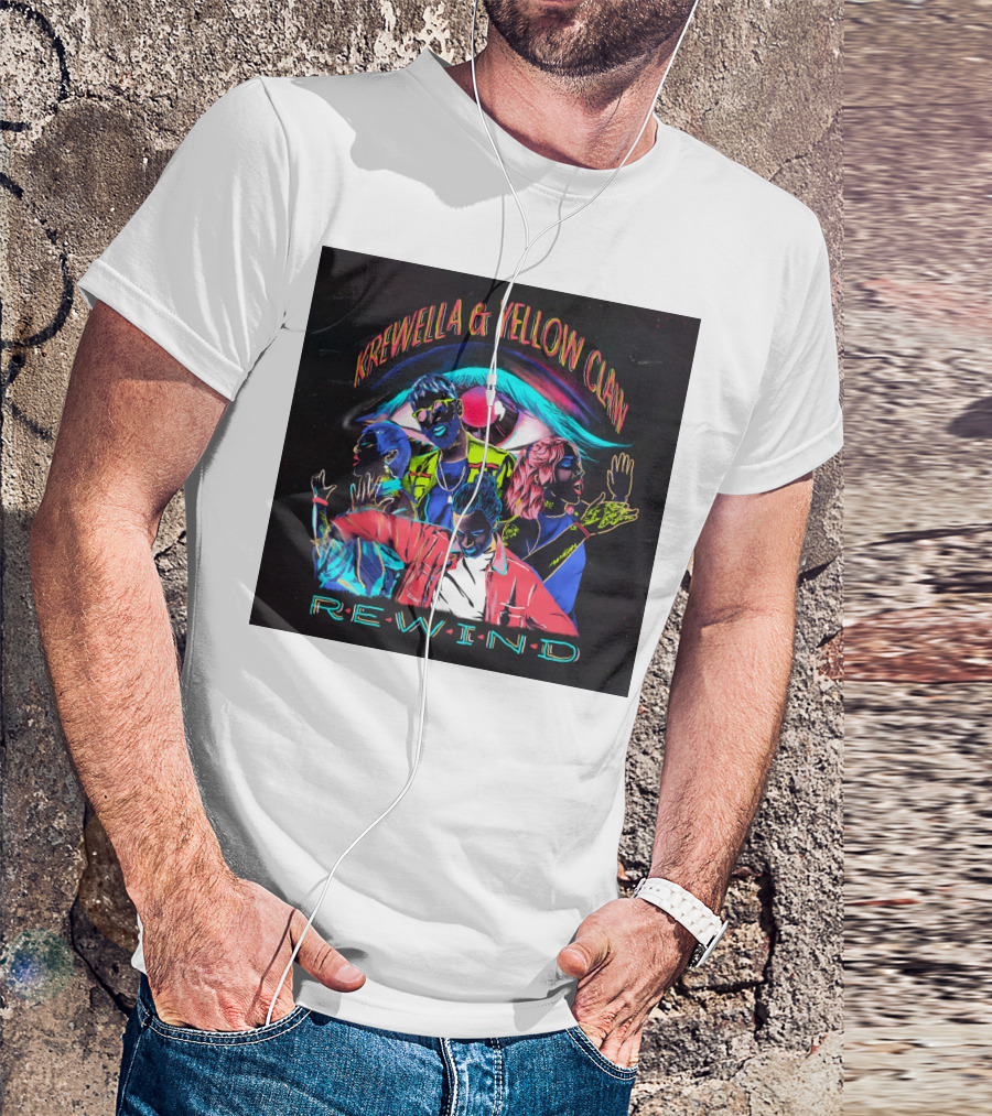 Krewella And Yellow Claw Rewind Merchandise Featuring Neon Characters And Eye T-Shirt