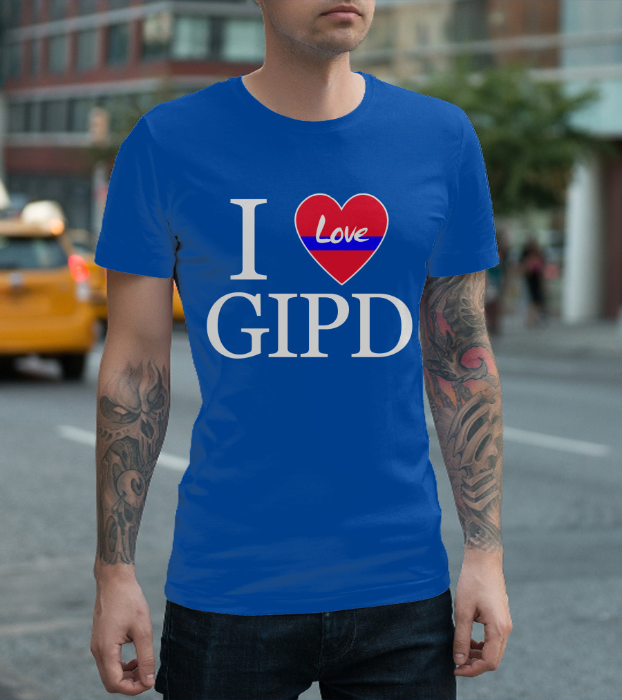 I Love GIPD Heart Symbol Blue Background T-Shirt