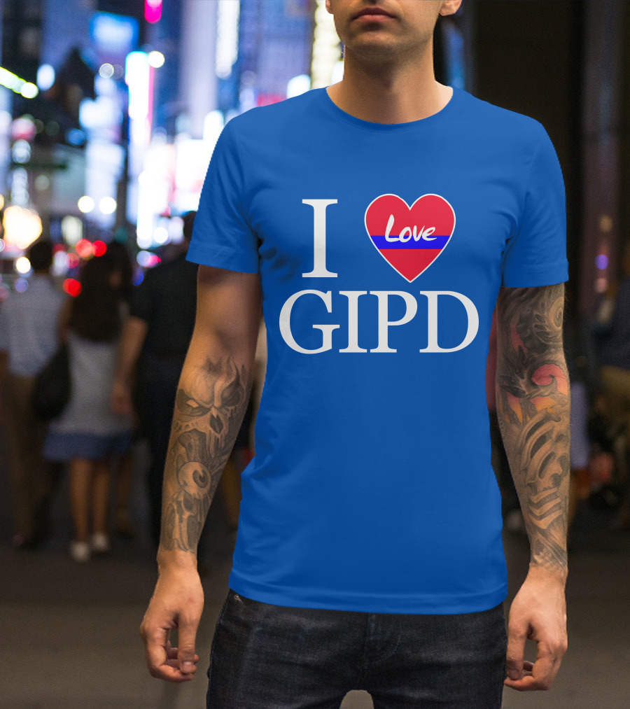 I Love GIPD Heart Symbol Blue Background T-Shirt