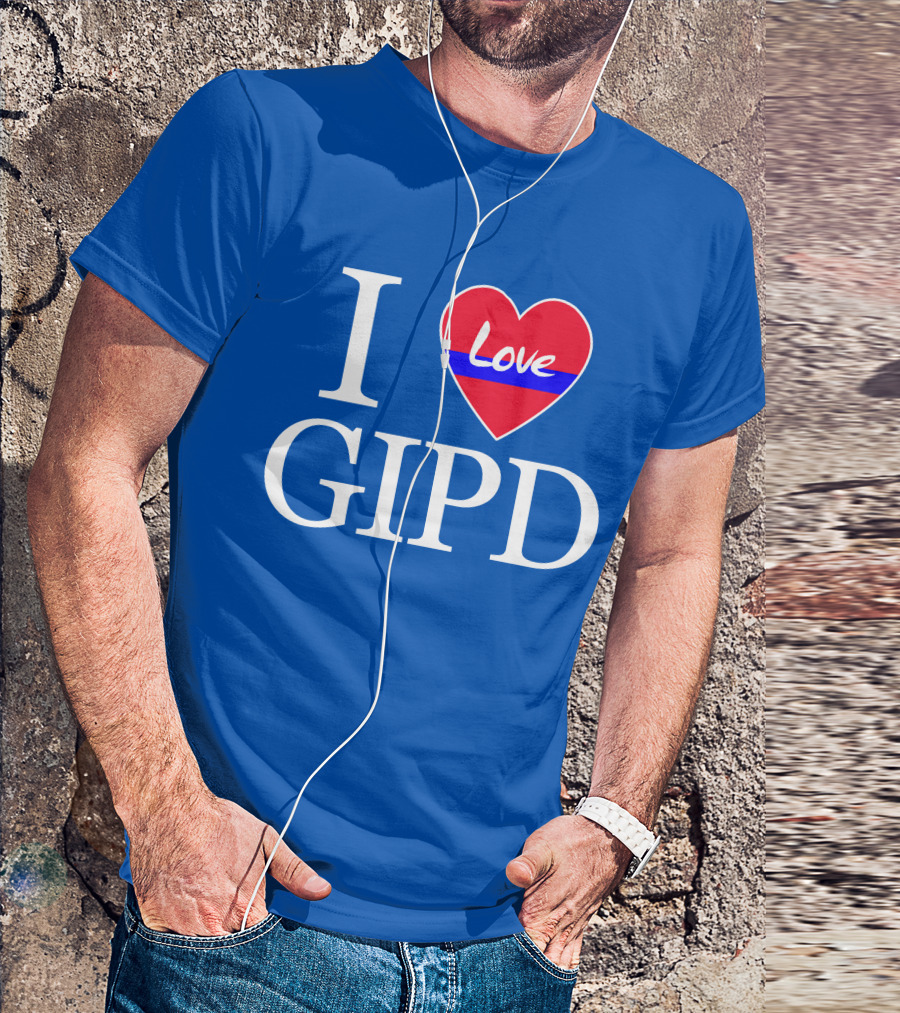 I Love GIPD Heart Symbol Blue Background T-Shirt