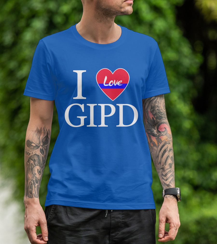 I Love GIPD Heart Symbol Blue Background T-Shirt