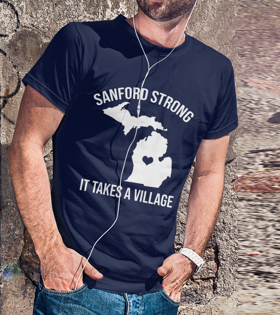 Sanford Strong It Takes A Village Michigan Map Heart T-Shirt