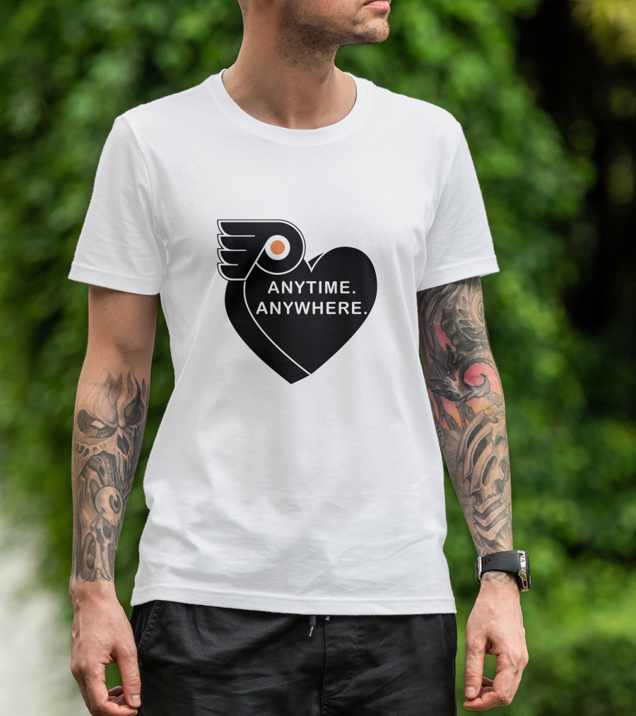 Philadelphia Flyers X Amberella Collaboration Anytime Anywhere Heart T-Shirt