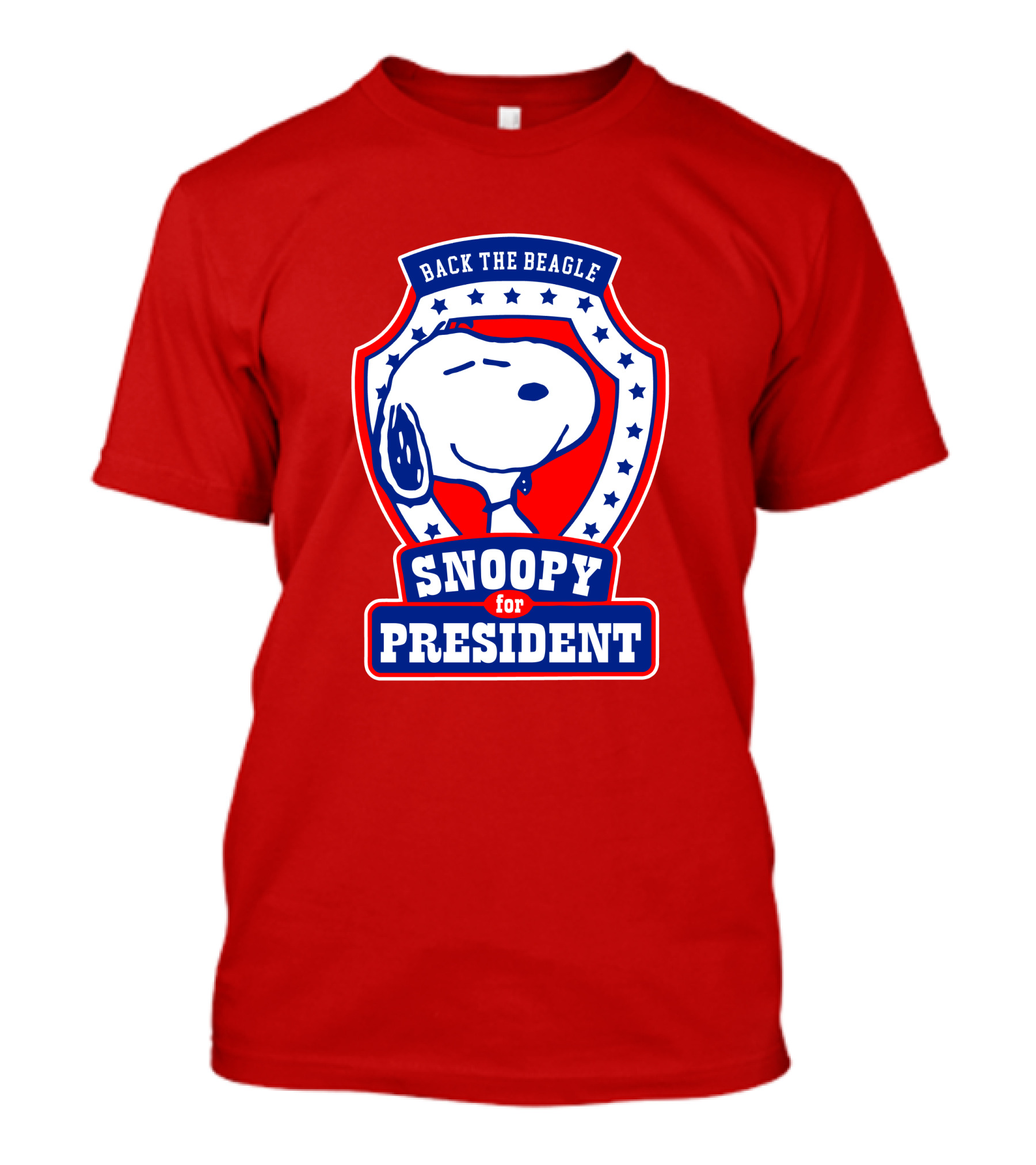 Back The Beagle Snoopy For President Campaign Badge T-Shirt