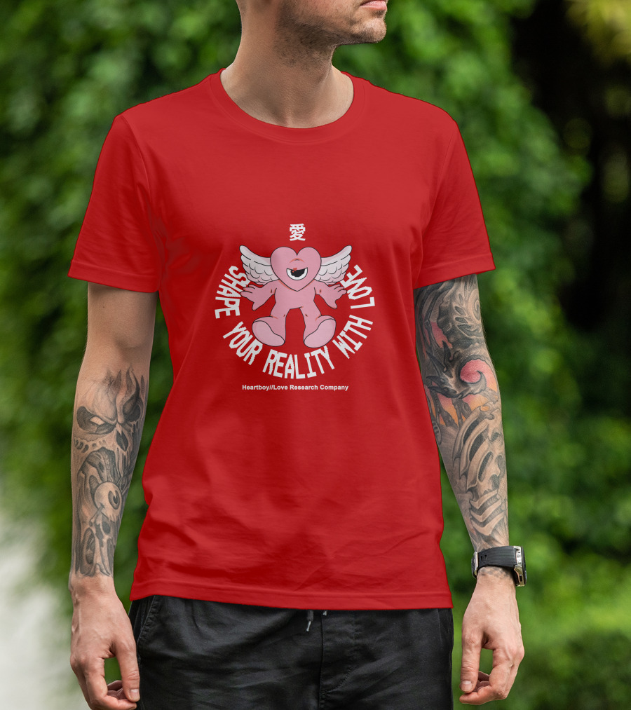 Heartboy Love Research Company Shape Your Reality With Love Winged Heart Character T-Shirt