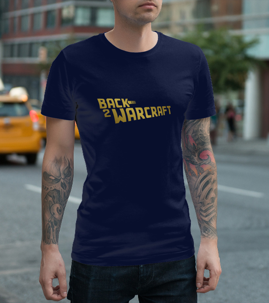 Back2Warcraft B2W Back To Warcraft Gold Text T-Shirt
