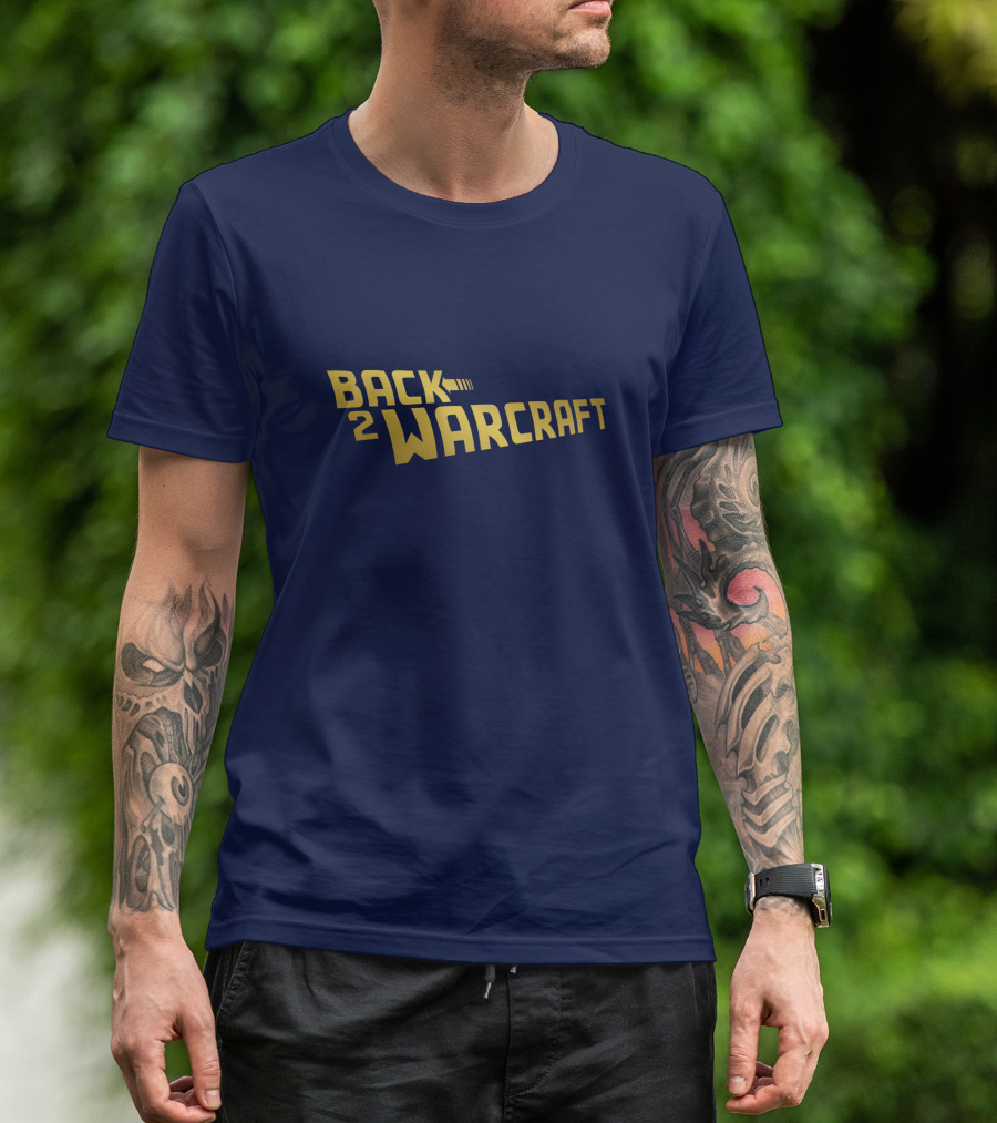 Back2Warcraft B2W Back To Warcraft Gold Text T-Shirt