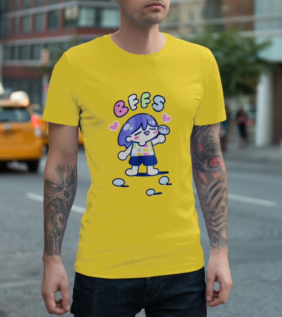 Omocat Omori Kel BFFS Purple Hair Colorful Hearts T-Shirt