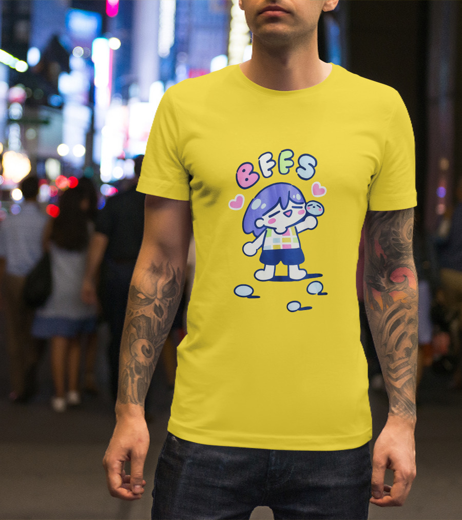 Omocat Omori Kel BFFS Purple Hair Colorful Hearts T-Shirt