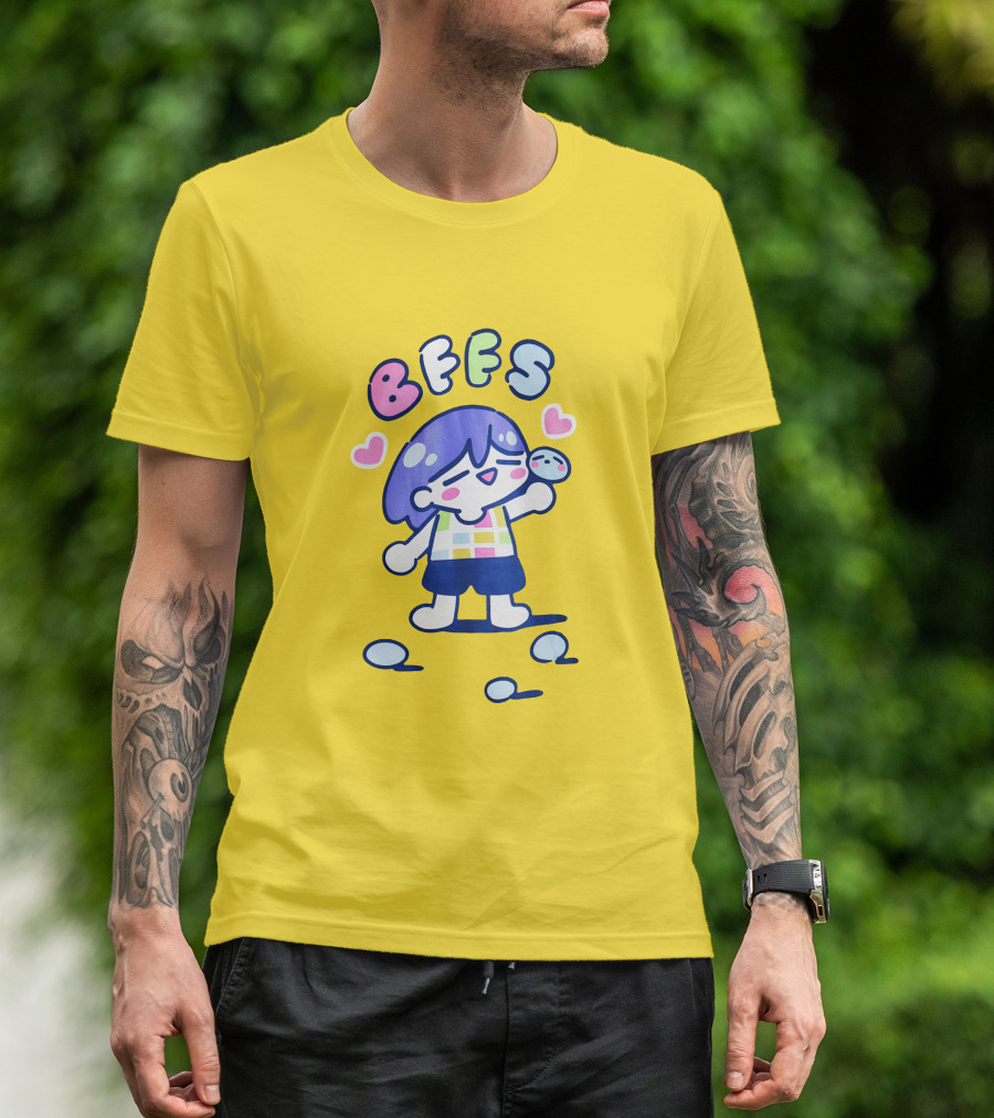 Omocat Omori Kel BFFS Purple Hair Colorful Hearts T-Shirt