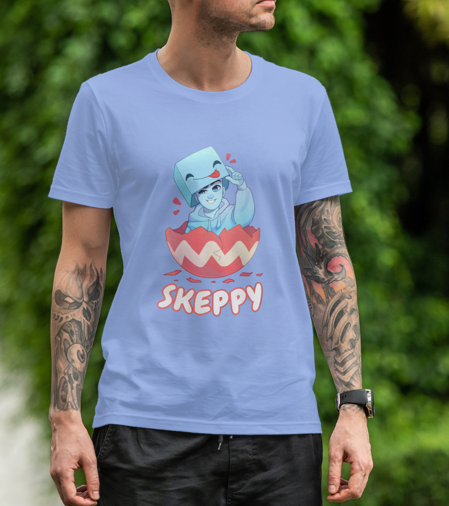 Skeppy Easter Merch Skeppy Egg Character In Red Cracked Shell T-Shirt