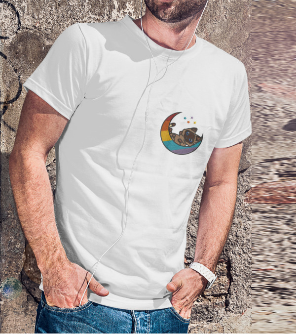 Notantfrost X Dream Merch Perfectly Impurrfect Rainbow Crescent Cat With Stars T-Shirt