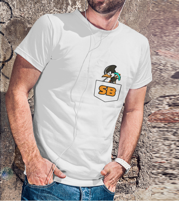 SB737 Penguin With Pickaxe Fake Pocket T-Shirt