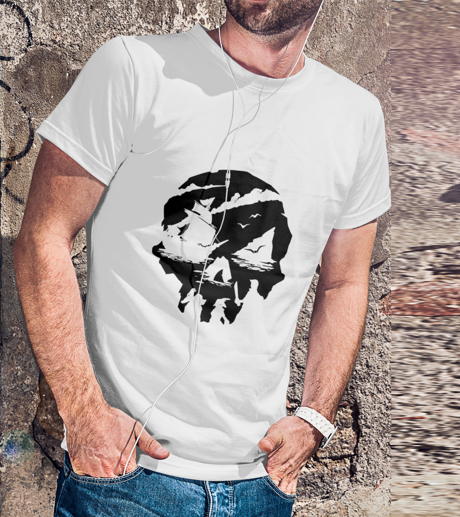 Sea Of Thieves 3Rd Anniversary Skull Pirate Ship Silhouette Ocean Journey T-Shirt