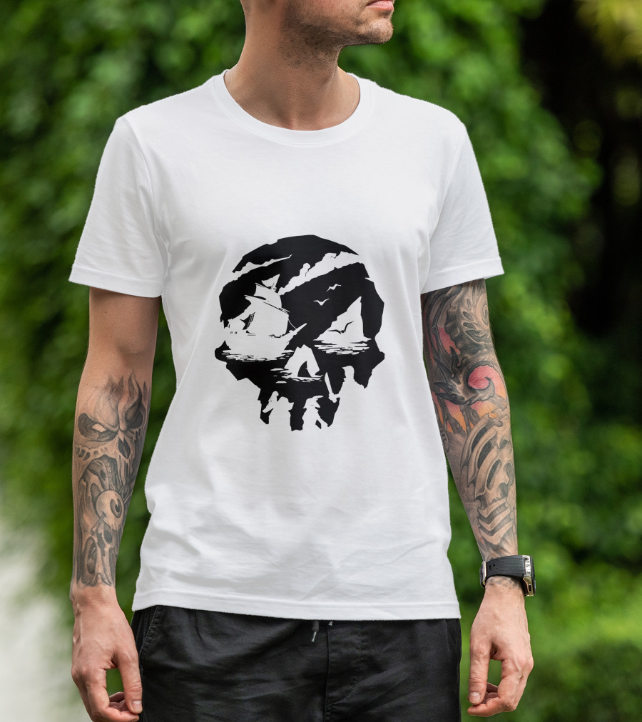 Sea Of Thieves 3Rd Anniversary Skull Pirate Ship Silhouette Ocean Journey T-Shirt