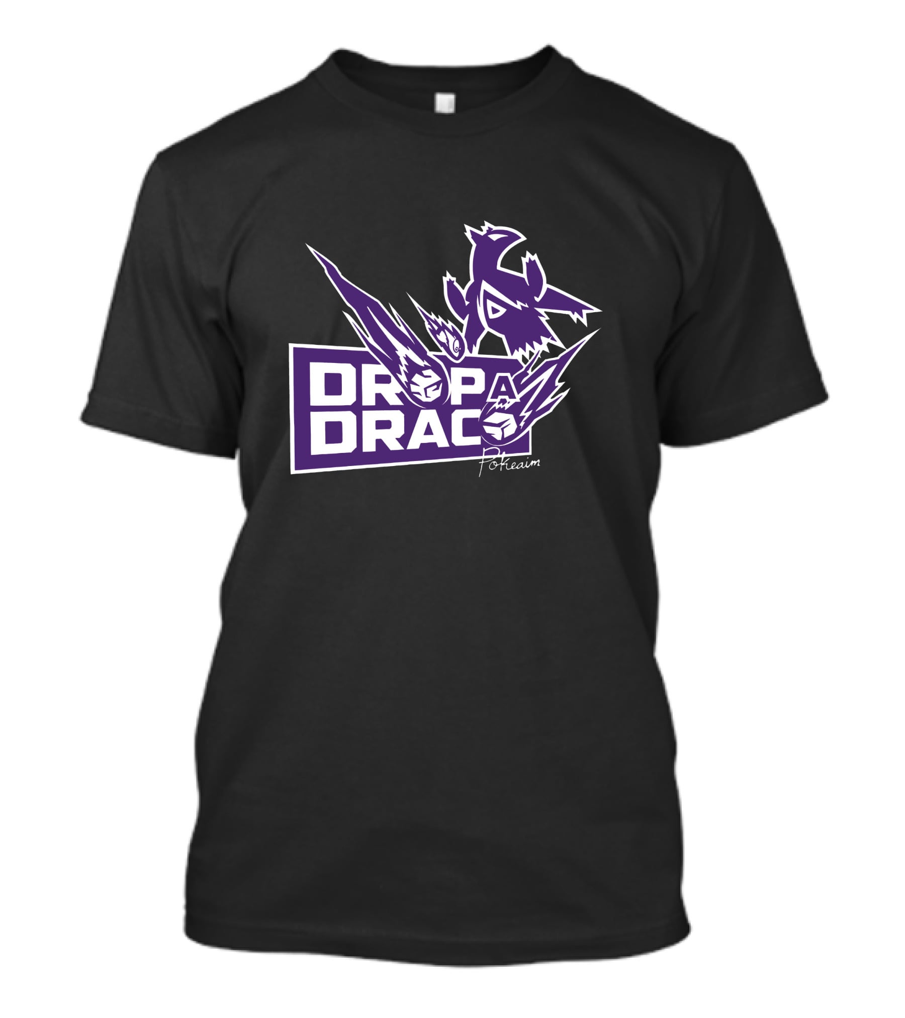Tempo Pokeaim DropaDraco Remaster Logo With Purple And White Dragon Elements T-Shirt