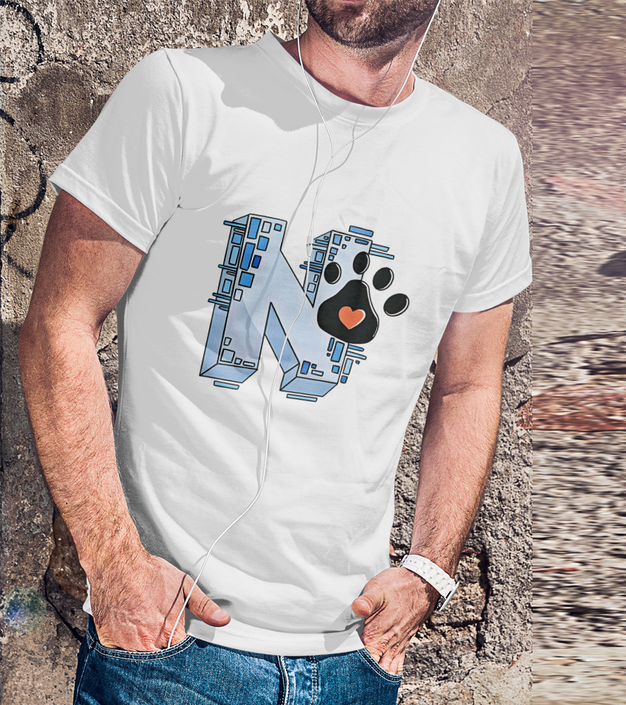 Noelle's Merch Store Initial N With Paw Print And Heart T-Shirt