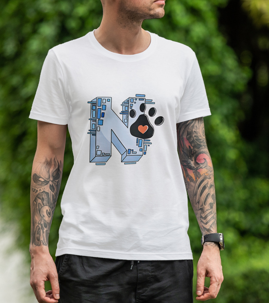 Noelle's Merch Store Initial N With Paw Print And Heart T-Shirt