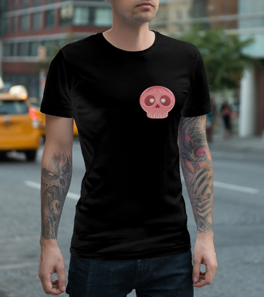 Shop The LukeIsDeaddd Merch Store Pink Heart-Eyed Skull T-Shirt