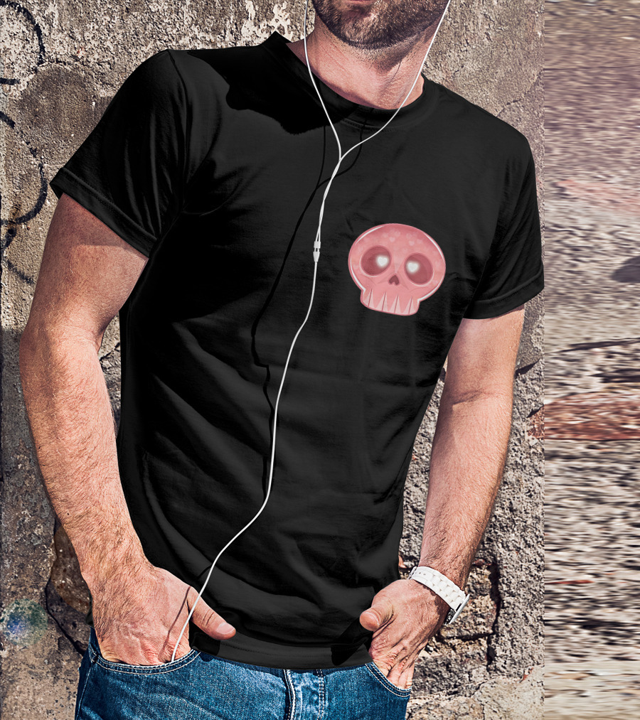 Shop The LukeIsDeaddd Merch Store Pink Heart-Eyed Skull T-Shirt