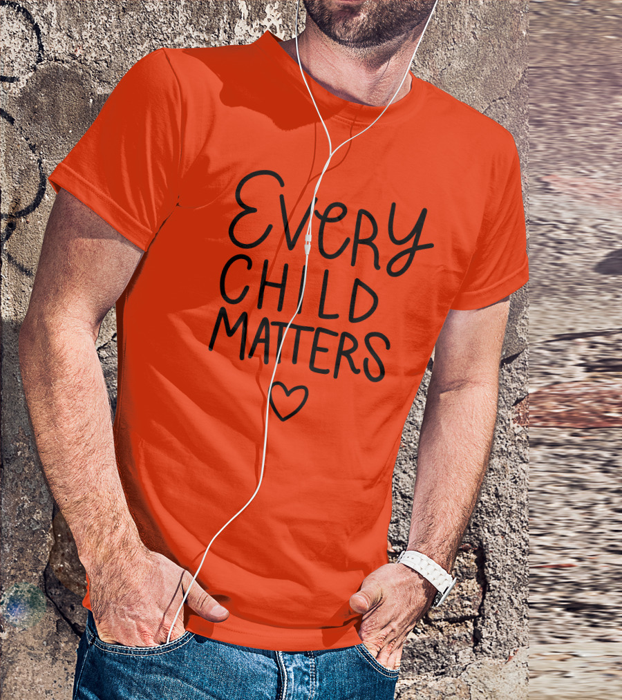 Every Child Matters Heart Symbol Orange Background T-Shirt