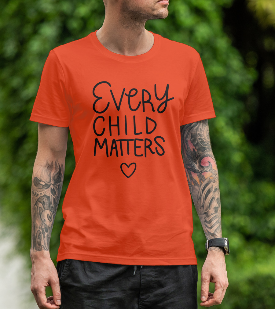 Every Child Matters Heart Symbol Orange Background T-Shirt