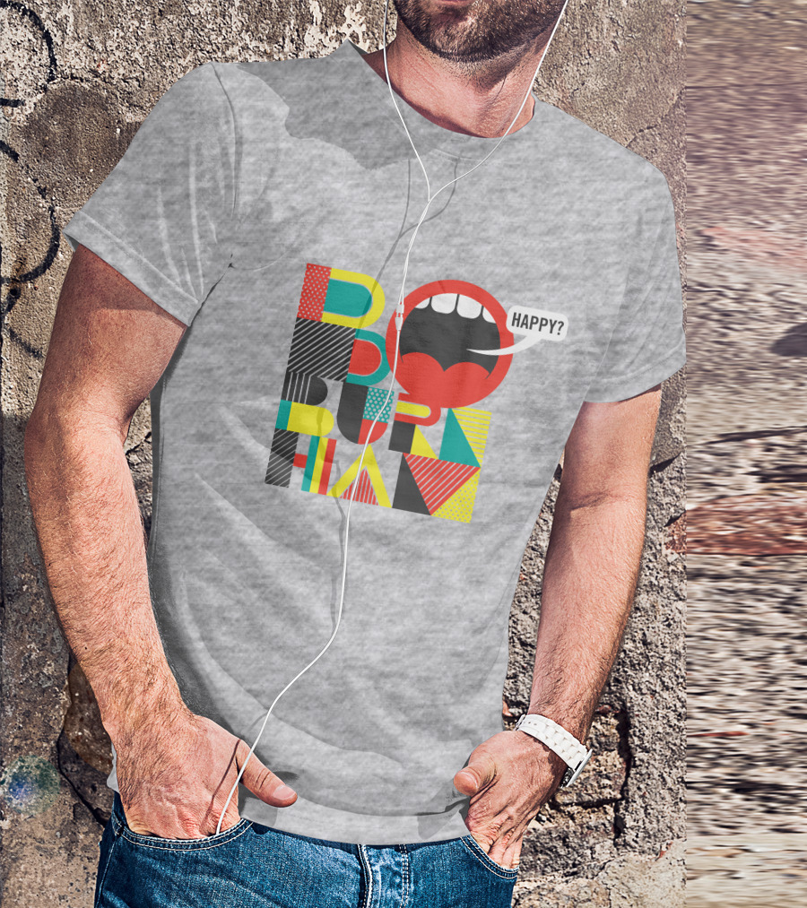 Bo Burnham Happy Mouth Pattern Text T-Shirt