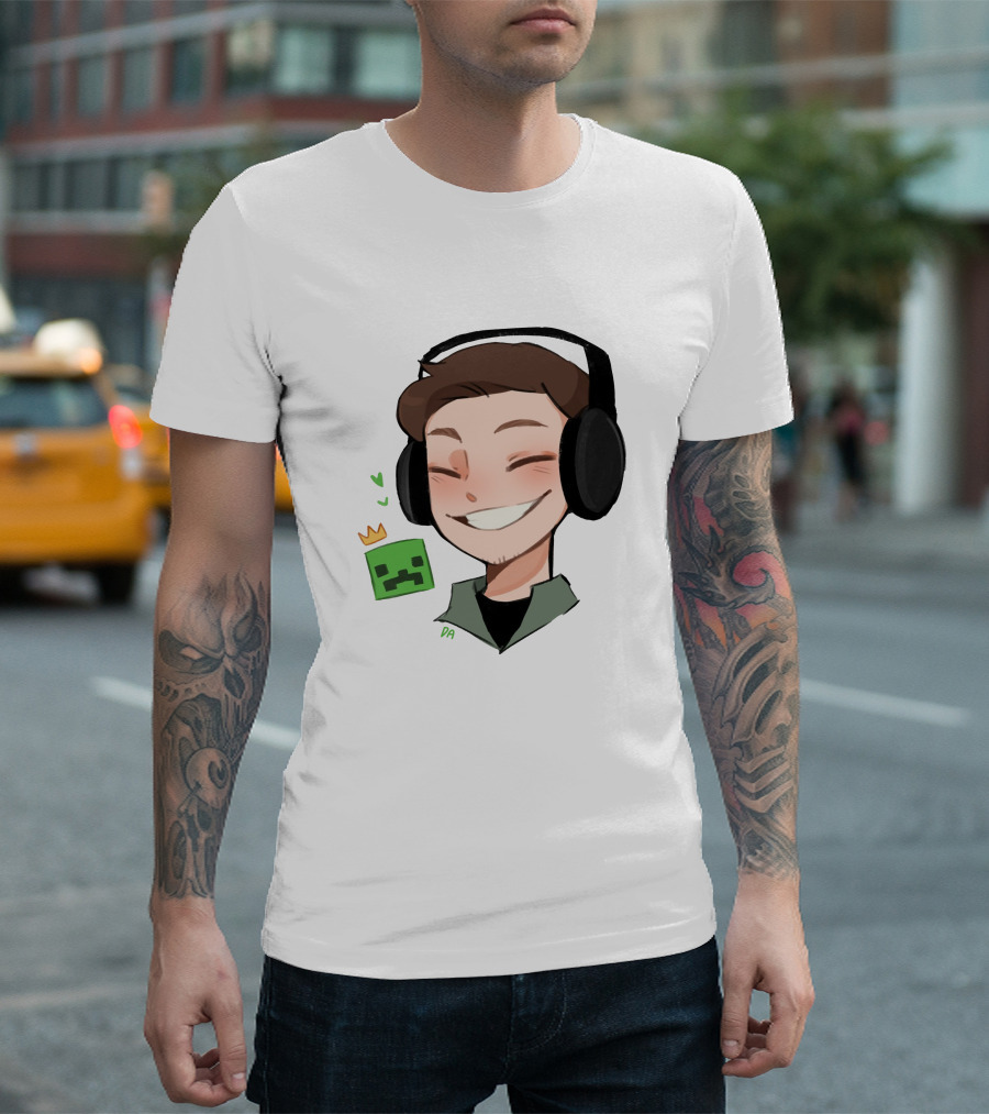 Sam Awesamdude Merch Handsamdude Pixel Crown Headphones Smile T-Shirt