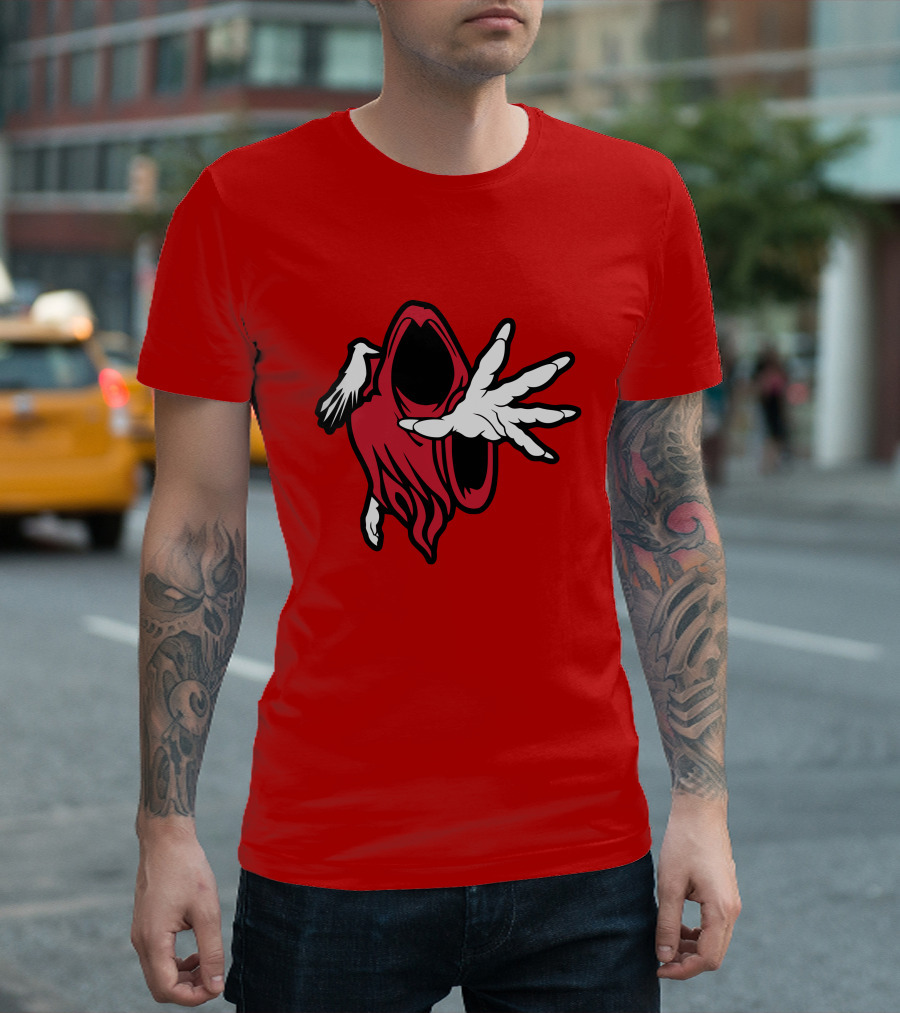 Psychopathic Merch Hell's Pit Wraith Iconic Red And White Hooded Figure T-Shirt