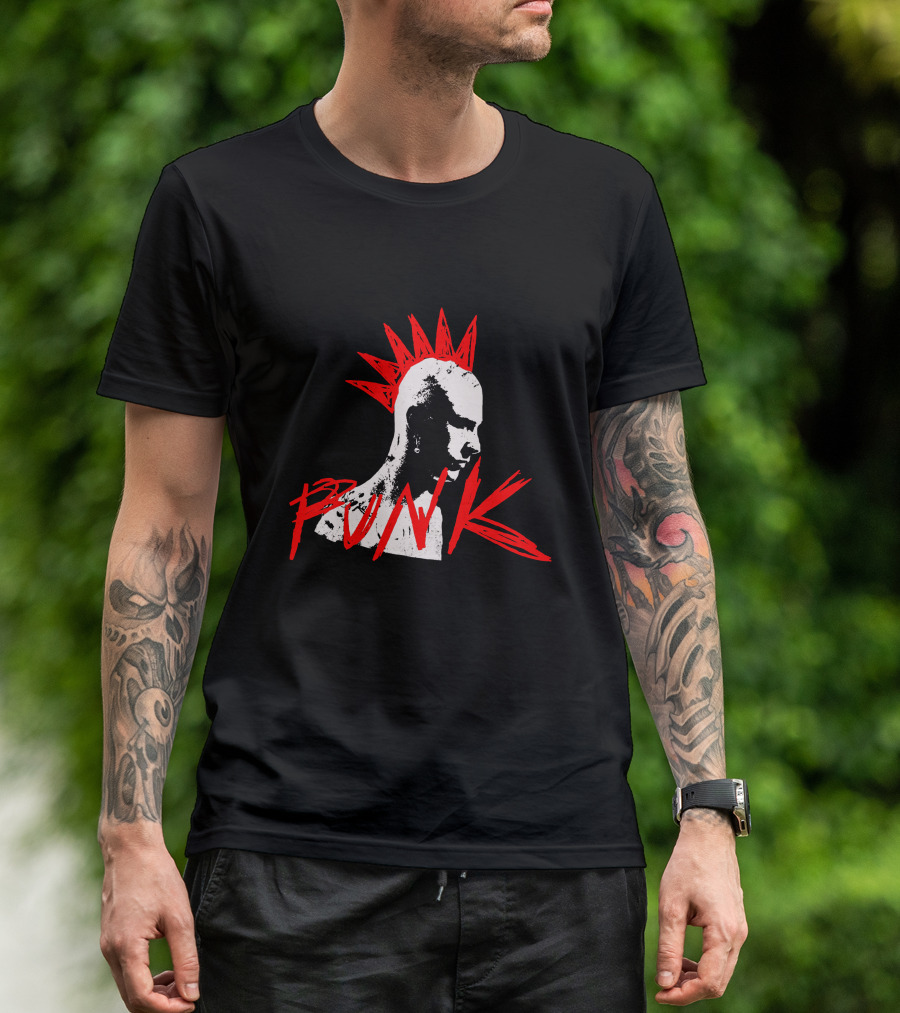 Blonde Don Punk MachineGunKelly Mohawk Red Spikes T-Shirt