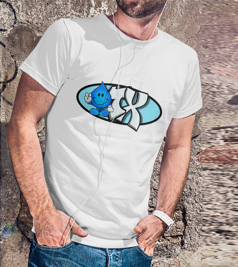Ohgeesy 4X Blue Drip Smiling Character Peace Sign T-Shirt