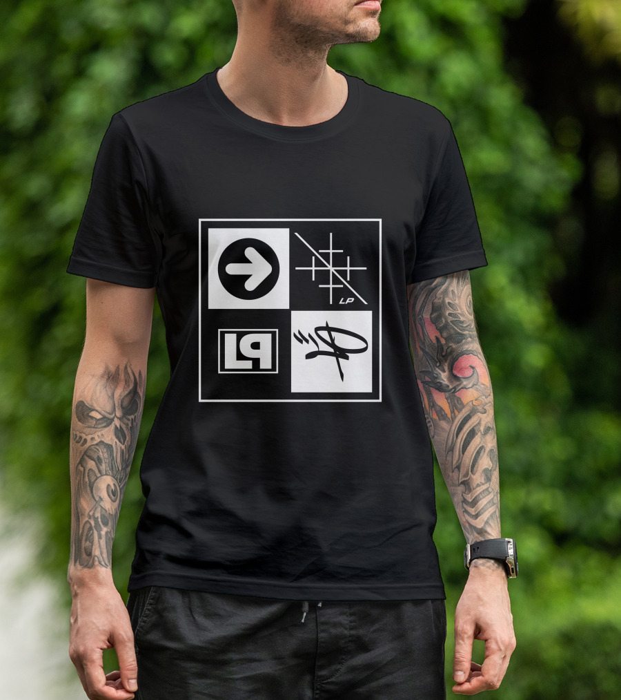 Linkin Park Merch HT20 Box Logo Arrow Grid LP Symbol Quadrant T-Shirt