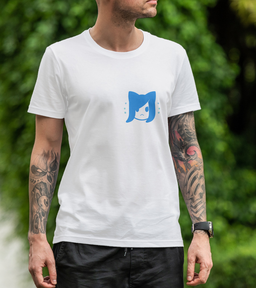 Akidearest Merch Aki Blue Hair Character Face With Stars T-Shirt