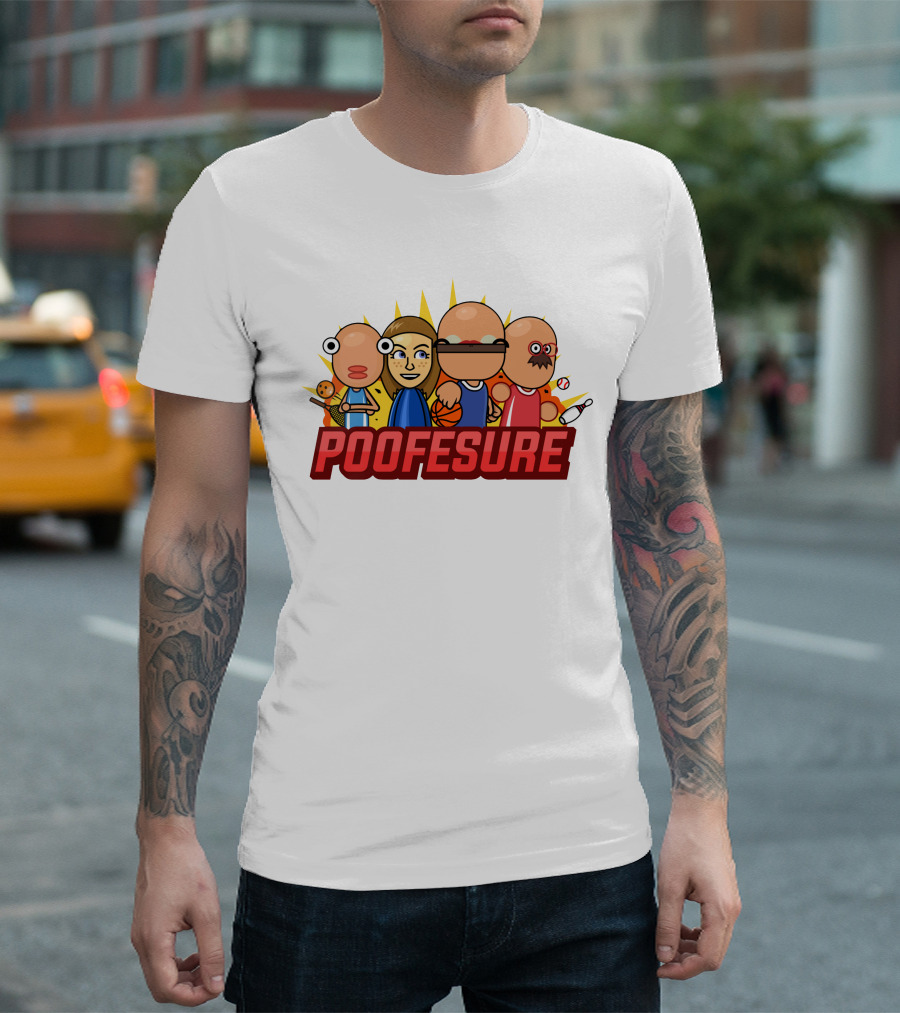 Poofesure Cartoon Characters Baseball Bowling Basketball Gaming Collection T-Shirt