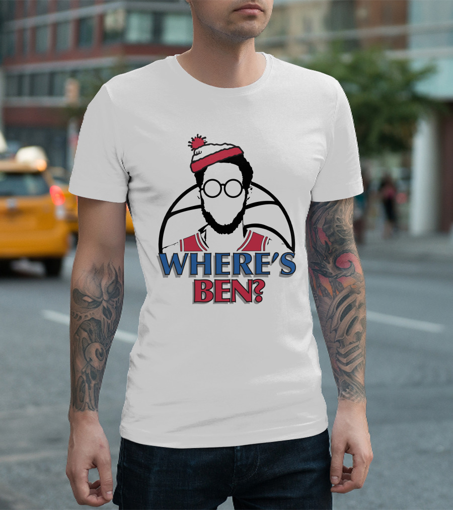 Philadelphia Where is Ben Simmons Chickie and Pete’s in South Philly 94WIP Sports Radio Where's Ben Basketball T-Shirt