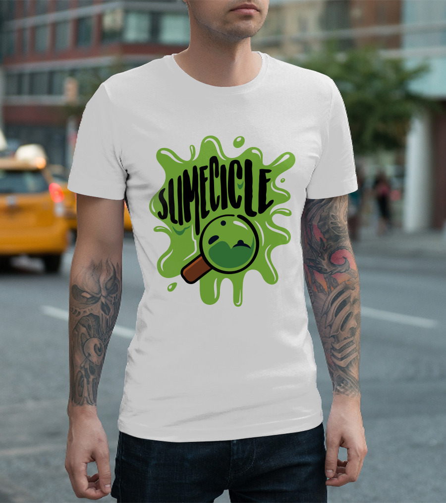 Slimecicle Green Splat Magnifying Glass T-Shirt