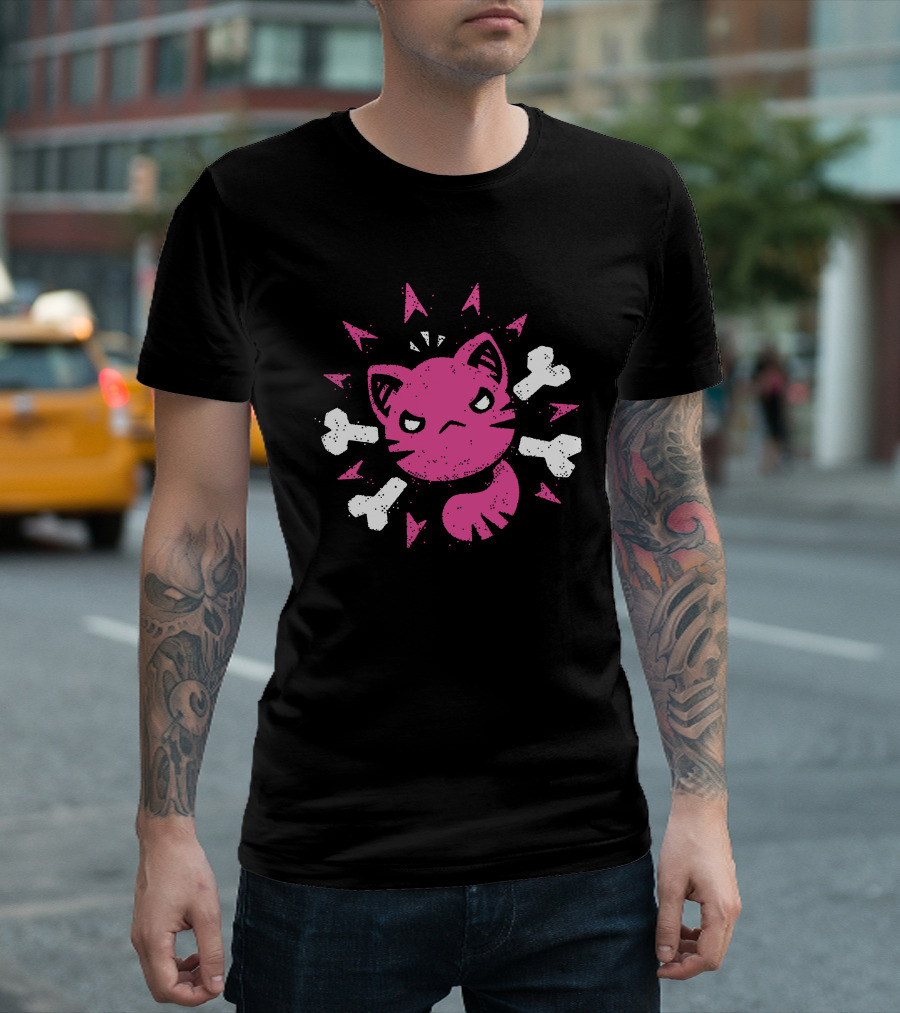 Slime Rancher Merch Ferocious Feral Pink Cat Tony Kuchar T-Shirt