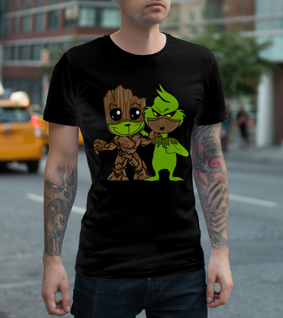 Groot Meets The Grinch Crossover Character Mashup T-Shirt