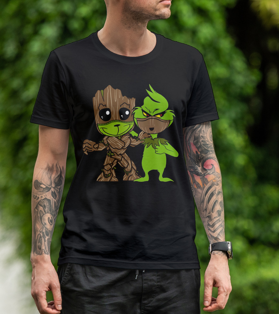 Groot Meets The Grinch Crossover Character Mashup T-Shirt