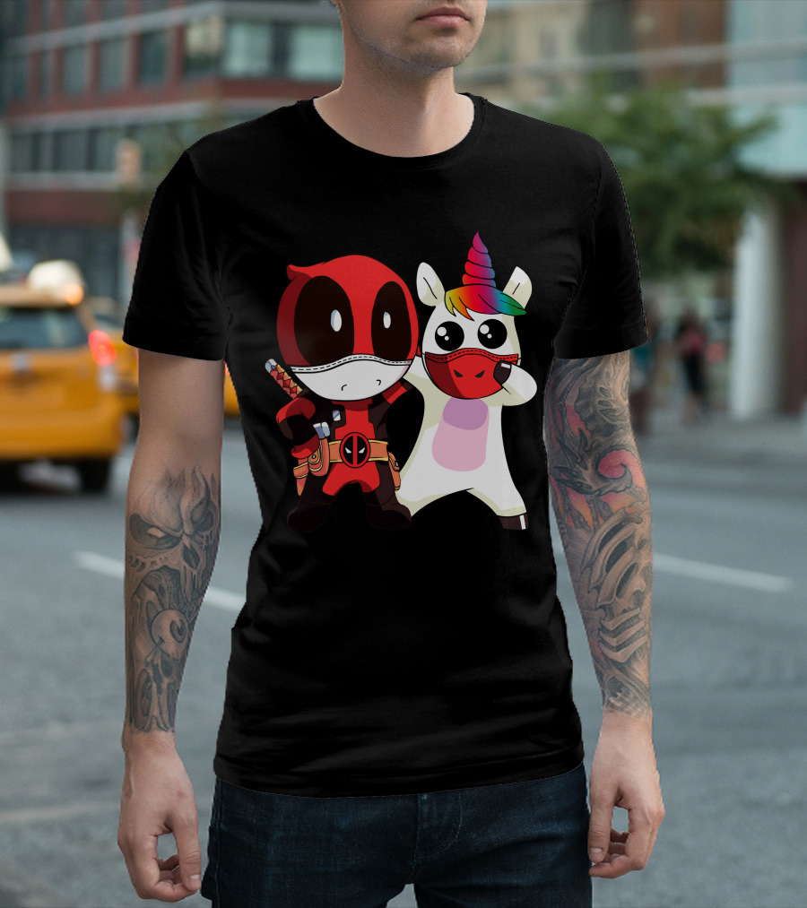 Deadpool Unicorn Rainbow Masked Duo Adventure T-Shirt