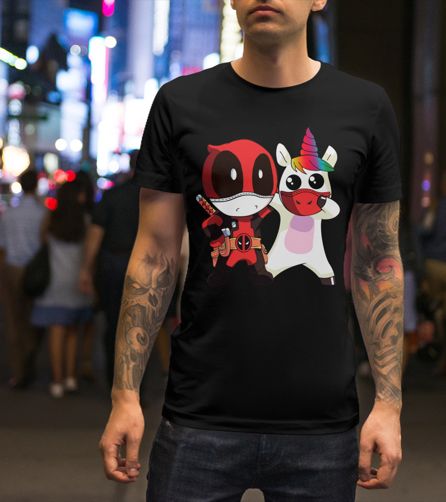 Deadpool Unicorn Rainbow Masked Duo Adventure T-Shirt