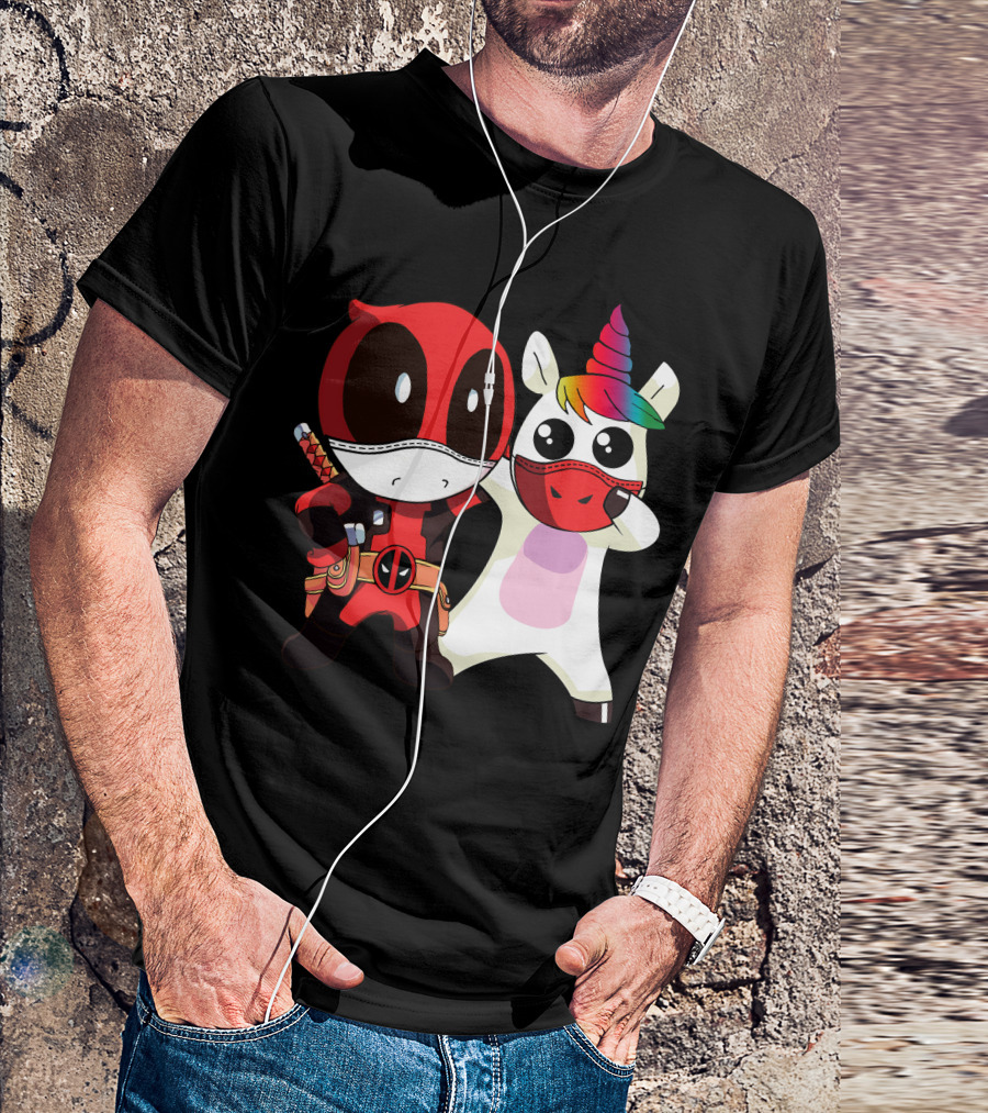 Deadpool Unicorn Rainbow Masked Duo Adventure T-Shirt